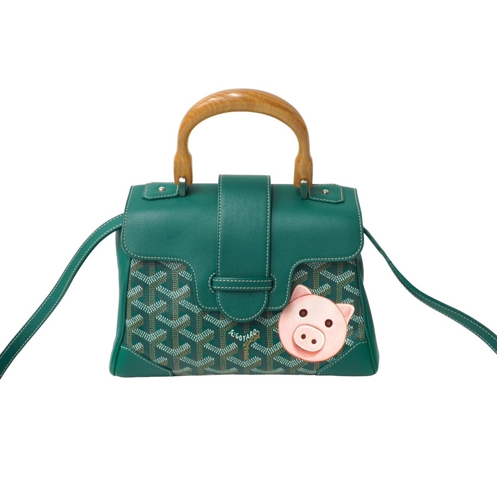 Goyard top Saigon handbag green Bag handles Soft